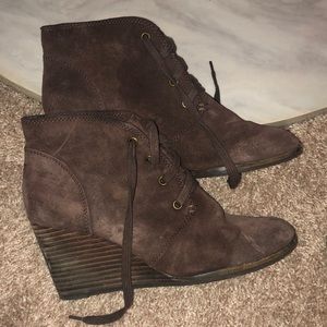 Lucky brand wedge lace up booties